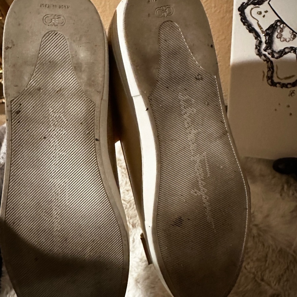 Salvatore Ferragamo Gold Slip On Sneakers Size 7 - Picture 5 of 8